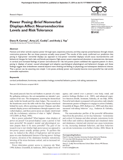 Power Posing: Brief Nonverbal Displays Affect