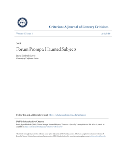Forum Prompt: Haunted Subjects
