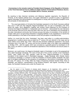 Commentary to the remarks made by President Serzh Sargsyan of
