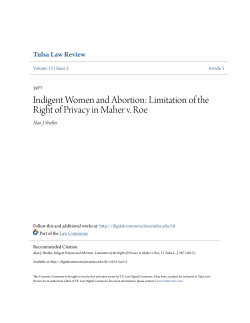 Indigent Women and Abortion: Limitation of the Right of Privacy in