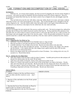 LAB: FORMATION AND DECOMPOSITION OF ZINC IODIDE(ACP)