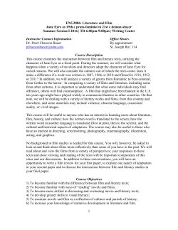 ENG2886: Literature and Film Jane Eyre as 19th c proto