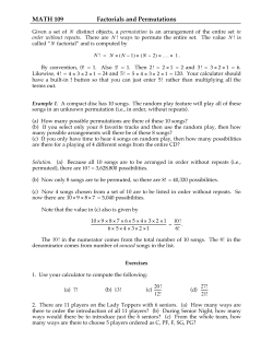MATH 109 Factorials and Permutations