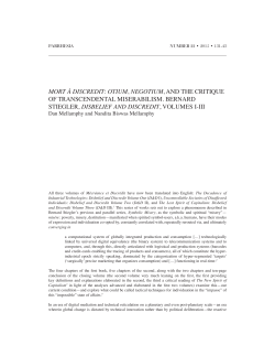 mort &agrave; discredit: otium, negotium, and the critique of transcendental