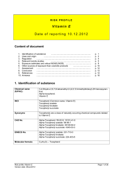 RISK PROFILE of vitamin E