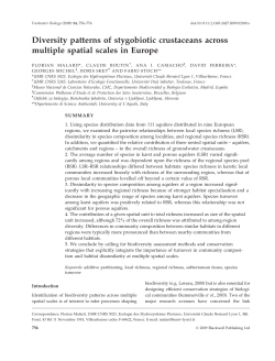 Diversity patterns of stygobiotic crustaceans across