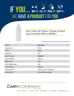 Specs: 16 oz. Clear PET Plastic Tamper Evident Square Bottle