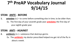 7th PreAP Vocabulary Journal 9/14/15