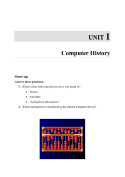 Unit 1. Computer History
