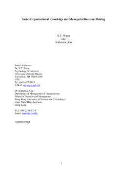 Social-Organizational Knowledge and Managerial Decision