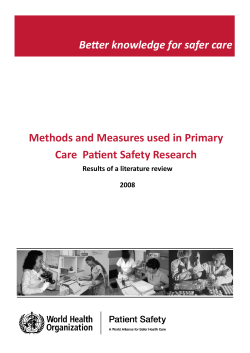 Methods and measures used in primary care patient safety research