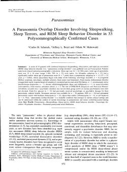 Parasomnias A Parasomnia Uverlap Disorder Involving