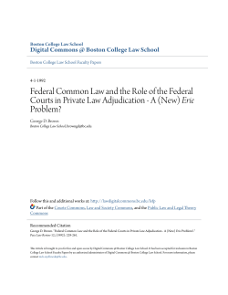 Federal Common Law and the Role of the Federal Courts in Private