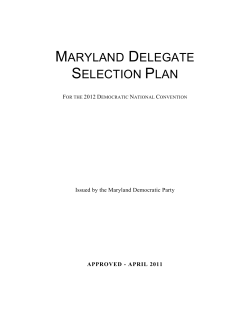 maryland delegate selection plan - Maryland State Board of Elections