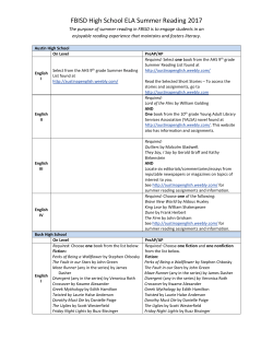 FBISD High School Campus Summer Reading List