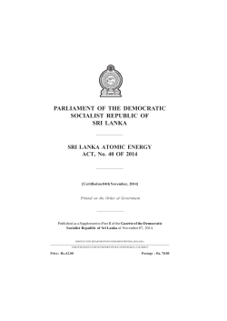 Sri Lanka Atomic Energy Act, No. 40 of 2014