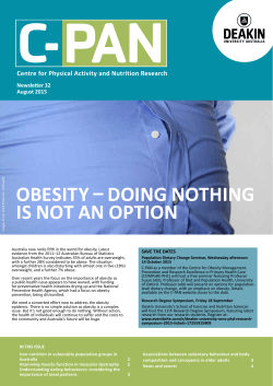 obesity &ndash; doing nothing is not an option