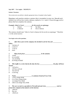 Directions: each question contains a sentence that is