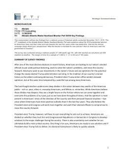 1 SUMMARY OF SURVEY FINDINGS After one of the most divisive