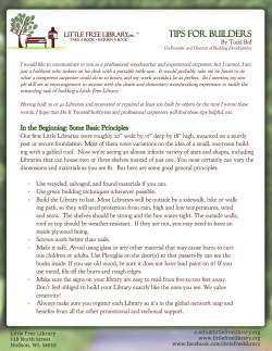tips for builders - Little Free Library