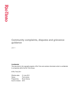 Community complaints, disputes and grievance guidance