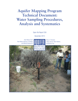 Aquifer Mapping Program Technical Document: Water Sampling