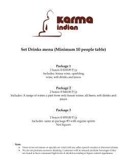 Set Drinks menu (Minimum 10 people table)