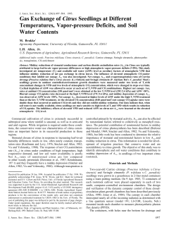 Gas Exchange of Citrus Seedlings at Different Temperatures, Vapor