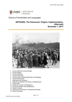 School of Humanities and Languages ARTS2285, The Holocaust