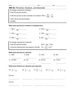 HW 52: Percents, fractions, and decimals
