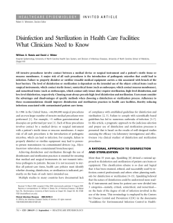 Disinfection and Sterilization in Health Care Facilities: What