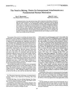 The Need to Belong: Desire for Interpersonal Attachments as a