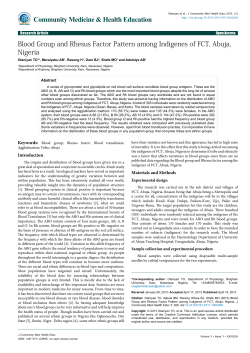 Blood Group and Rhesus Factor Pattern among Indigenes of FCT