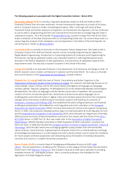 The following people are associated with the Digital Humanities