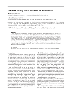 The Sea`s Missing Salt: A Dilemma for Evolutionists