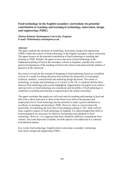 Food technology in the English secondary curriculum: its
