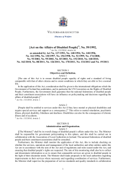 Act on the affairs of people with disabilities, No. 59/1992.