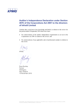 Auditor`s Independence Declaration under Section 307C of