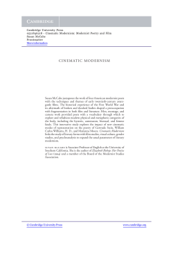 Cinematic Modernism: Modernist Poetry and Film