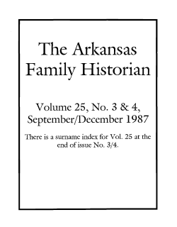 The Arl(ansas Family Historian - Arkansas Genealogical Society