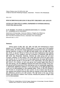 serum immunoglobulins in healthy children and adults levels of the