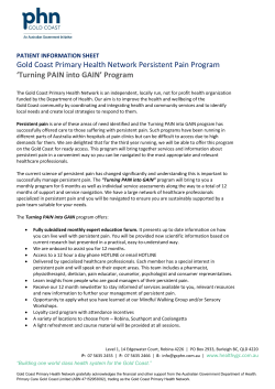 Gold Coast Primary Health Network Persistent Pain Program