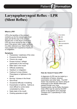 Laryngopharyngeal Reflux &ndash; LPR (Silent Reflux)