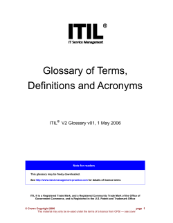 Glossary of Terms, Definitions and Acronyms