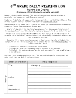 6 grade daily reading log