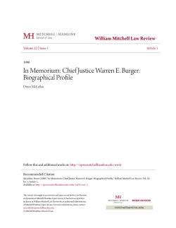 In Memorium: Chief Justice Warren E. Burger