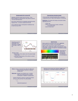 Extraterrestrial Life: Lecture #22 Habitable extrasolar planets may