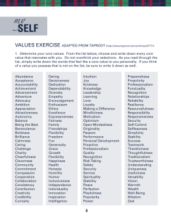 1. Determine your core values. From the list below, choose and write