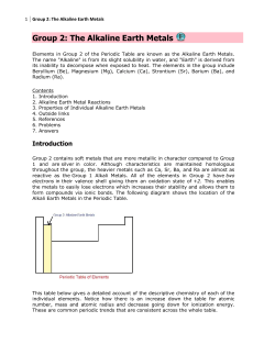 Group 2: The Alkaline Earth Metals