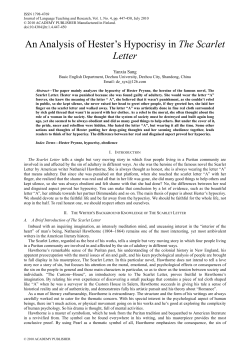An Analysis of Hester`s Hypocrisy in The Scarlet Letter